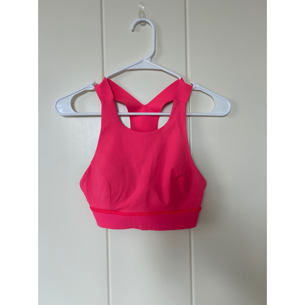 Lululemon Fast and Free Bright Pink Sports Bra Size 4